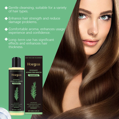 Champô para crescimento capilar com alecrim (3 unidades), espessante, com queratina hidrolisada, repara o cabelo seco, frisado e danificado, hidrata e limpa o couro cabeludo.