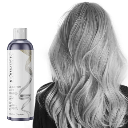 Shampoo unissex de cor prateada, shampoo de fixação prateada, bloqueio e brilho de cor, cuidados de limpeza, cabelo elegante com preservação de cor ✨🩶