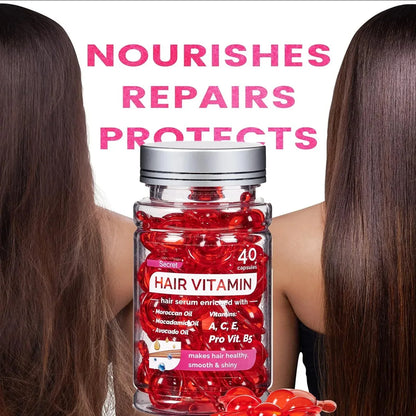 Óleo vitamínico marroquino agam, essência para cuidados com os cabelos, reparação de nutrição danificada, produtos de tratamento para melhoria da divisão do cabelo, 40 cápsulas ✨