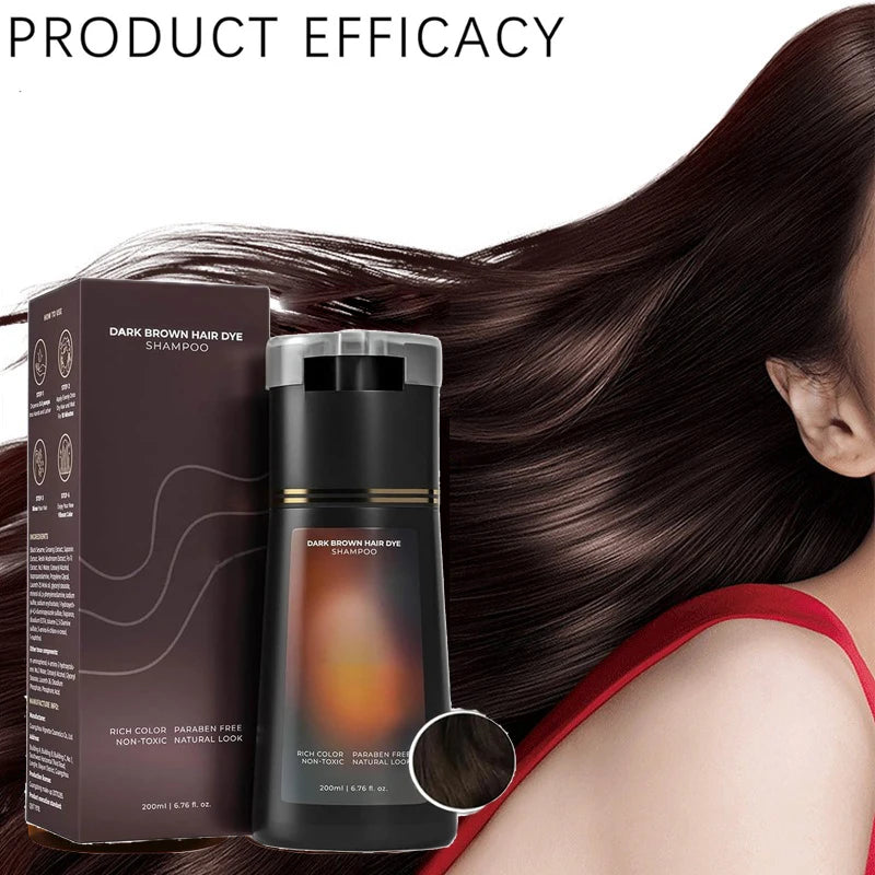Champô Tinta para Cabelo Grisalho para Mulher e Homem, Kit de Tinta Natural para Cabelo, Champô Tinta Semi-Permanente, Preto, Castanho e Roxo, 200ml