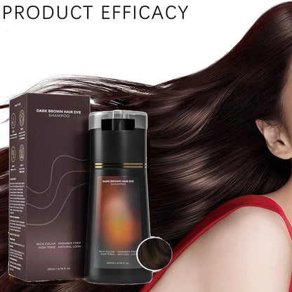 Champô Tinta para Cabelo Grisalho para Mulher e Homem, Kit de Tinta Natural para Cabelo, Champô Tinta Semi-Permanente, Preto, Castanho e Roxo, 200ml