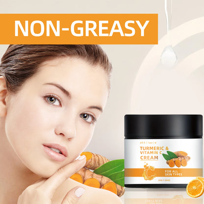 Creme de cúrcuma e vitamina C - nutrição leve para rosto e pescoço, hidratação de rápida absorção para todos os tipos de pele