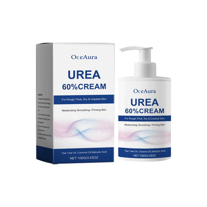 Creme hidratante para os pés com 60% de ureia. Alivia o ressecamento e rachaduras nos calcanhares, repara, suaviza, remove calosidades e pele morta. Cuidados com a pele das mãos e pés.