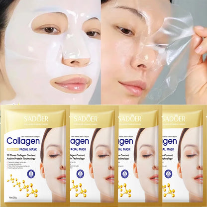Máscara Facial de Colagénio Antirrugas – 10 Unidades.