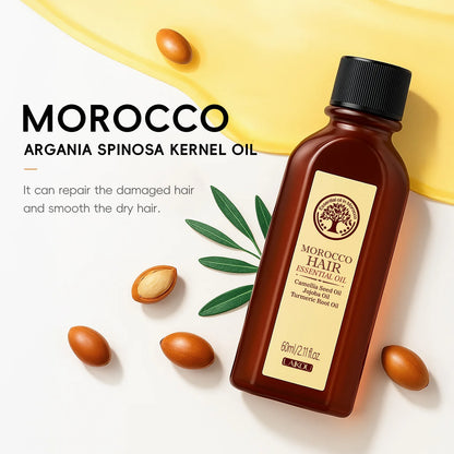 Laikou marrocos óleo essencial de cabelo 60ml reparação de cabelos danificados anti frizz nutritivo alisamento óleo de argan para todos os tipos de cabelo ✨