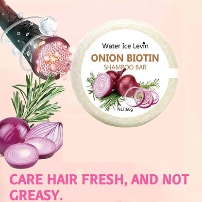 Sabonete Shampoo Cebola e Biotina - 60g, Indicado para Todos os Tipos de Cabelo, Hidratante e Suavizante, Rico em Extrato de Alecrim ✨