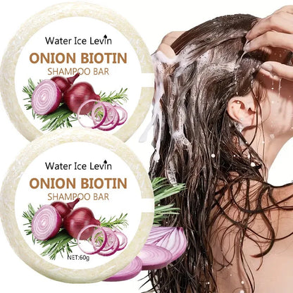 Sabonete Shampoo Cebola e Biotina - 60g, Indicado para Todos os Tipos de Cabelo, Hidratante e Suavizante, Rico em Extrato de Alecrim ✨