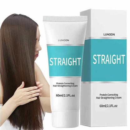 Creme alisador de cabelo com queratina 60ml, tratamento profissional danificado, alisamento mais rápido, cuidados com os cabelos cacheados, creme de correção de proteínas