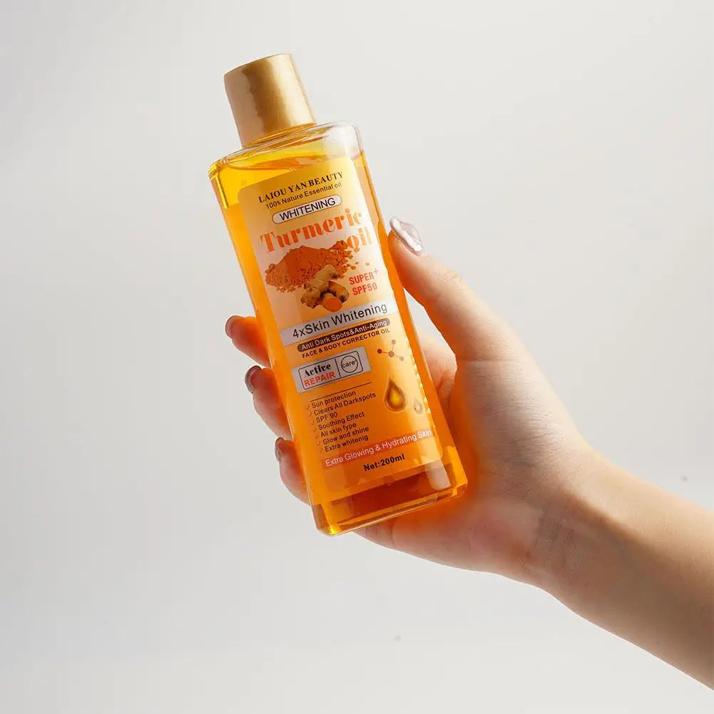 Óleo essencial de cúrcuma e gengibre, 200ml, hidratante profundo, nutritivo e suavizante para o rosto, sérum facial, hidratante para cuidados com a pele.