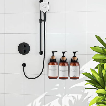 Conjunto de 3 Frascos Dispensadores de Shampoo e Condicionador de 500ml com Bomba Dosadora para Sabonete Líquido, Shampoo e Condicionador.