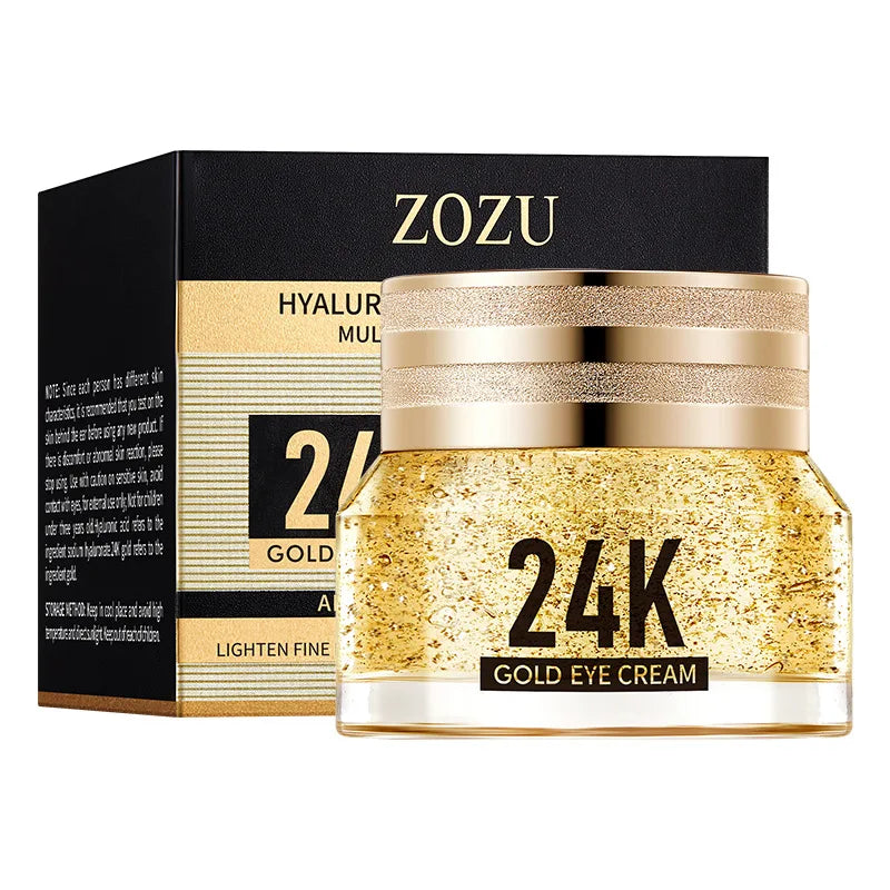 Creme para Olhos com Ácido Hialurônico e Ouro 24k - Antiolheiras, Bolsas nos Olhos, Firmeza e Hidratação - Produtos para Cuidados com a Pele da Área dos Olhos