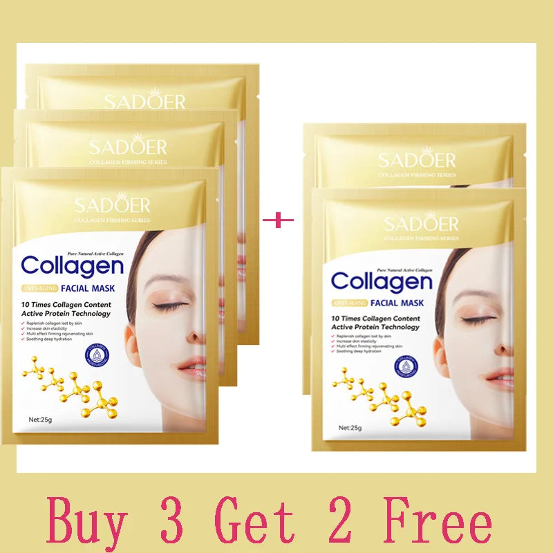 Máscara Facial de Colagénio Antirrugas – 10 Unidades.