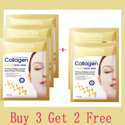 Máscara Facial de Colagénio Antirrugas – 10 Unidades.