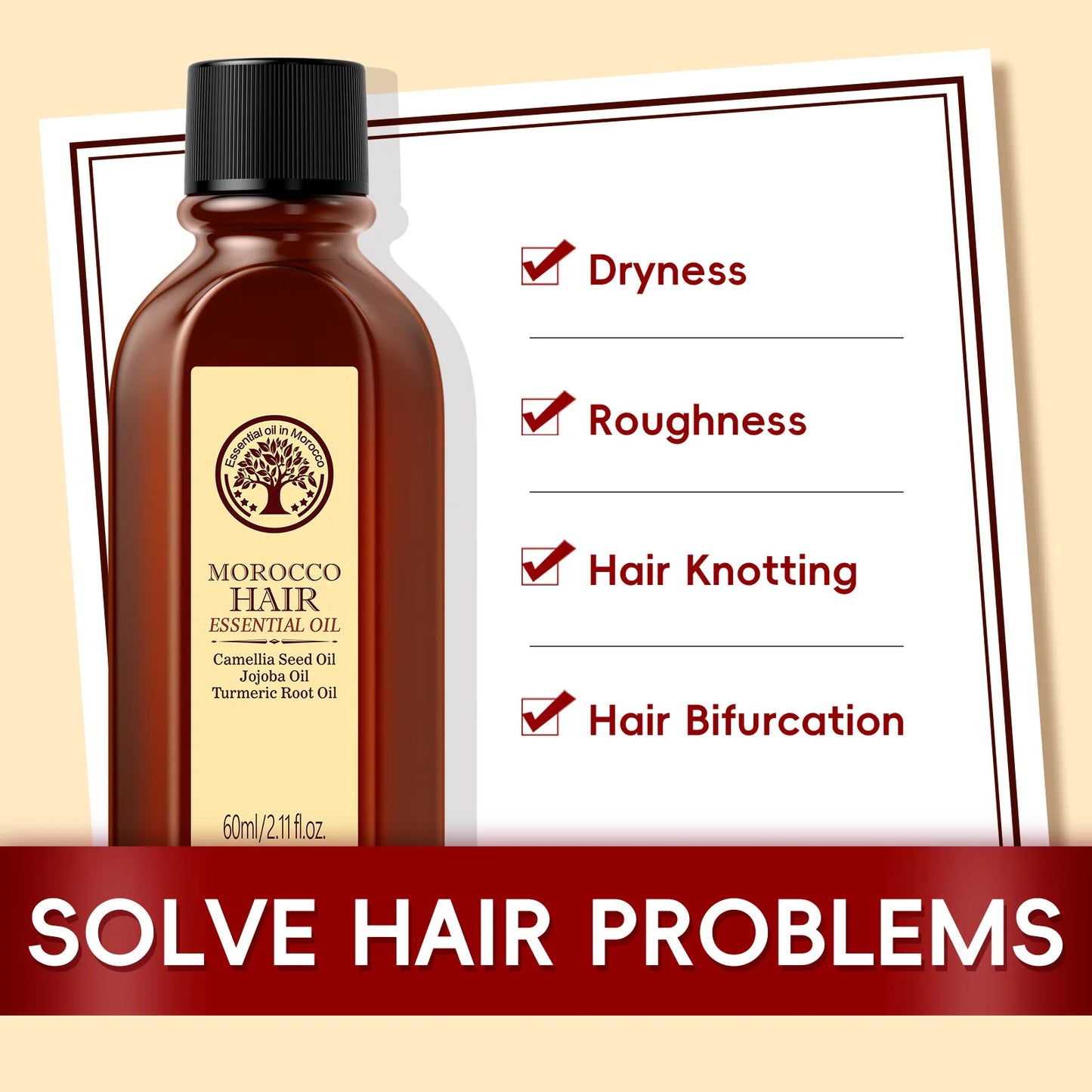 Laikou marrocos óleo essencial de cabelo 60ml reparação de cabelos danificados anti frizz nutritivo alisamento óleo de argan para todos os tipos de cabelo ✨