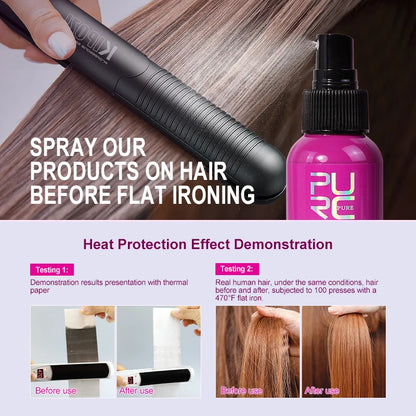 PURC Spray Protetor de Calor Óleo de Coco Controle de Frizz e Brilho para Todos os Tipos de Cabelo Proteção Térmica até 470°F Cuidados com os Cabelos✨