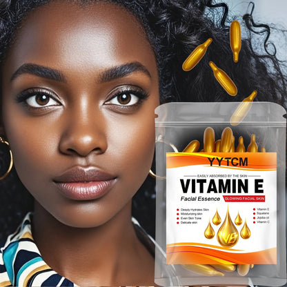 Essência de cápsula hidratante profunda de vitamina E, hidrata e suaviza a pele, contém esqualano à base de plantas, vitamina C, hidratação profunda e essência iluminadora da pele (0,4Gx30 cápsulas)/saco-1 saco🫛✨