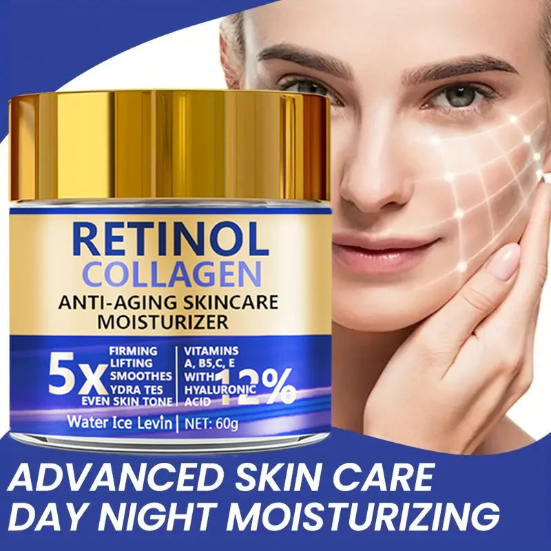 Creme facial de retinol e colágeno 60g, hidratante reafirmante antienvelhecimento com ácido hialurônico, entrega rápida✨