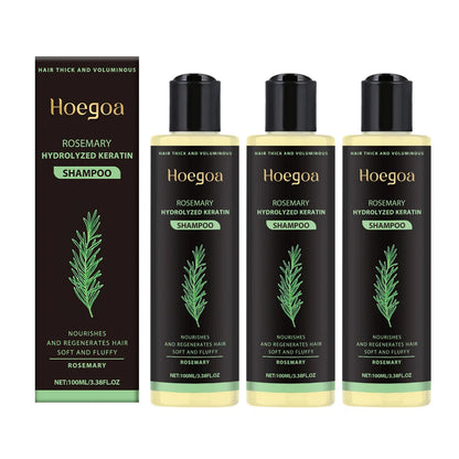 Champô para crescimento capilar com alecrim (3 unidades), espessante, com queratina hidrolisada, repara o cabelo seco, frisado e danificado, hidrata e limpa o couro cabeludo.