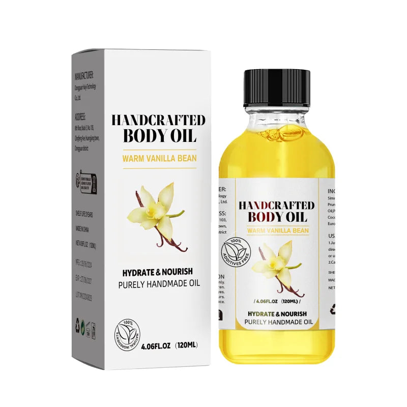 Óleo Corporal Anti-Stress com Baunilha - Hidrata e Alivia Profundamente os Músculos, Fórmula Herbal para Banho e Massagem Relaxantes