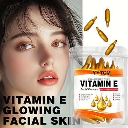 Essência de cápsula hidratante profunda de vitamina E, hidrata e suaviza a pele, contém esqualano à base de plantas, vitamina C, hidratação profunda e essência iluminadora da pele (0,4Gx30 cápsulas)/saco-1 saco🫛✨
