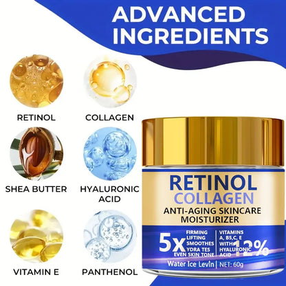 Creme facial de retinol e colágeno 60g, hidratante reafirmante antienvelhecimento com ácido hialurônico, entrega rápida✨
