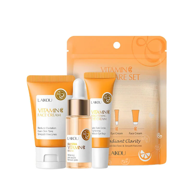 Laikou vitamina c conjuntos de cuidados com a pele 3 pçs creme facial soro creme para os olhos hidratante anti rugas kit de cuidados faciais ✨
