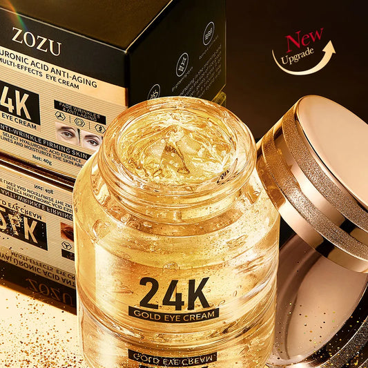 Creme para Olhos com Ácido Hialurônico e Ouro 24k - Antiolheiras, Bolsas nos Olhos, Firmeza e Hidratação - Produtos para Cuidados com a Pele da Área dos Olhos