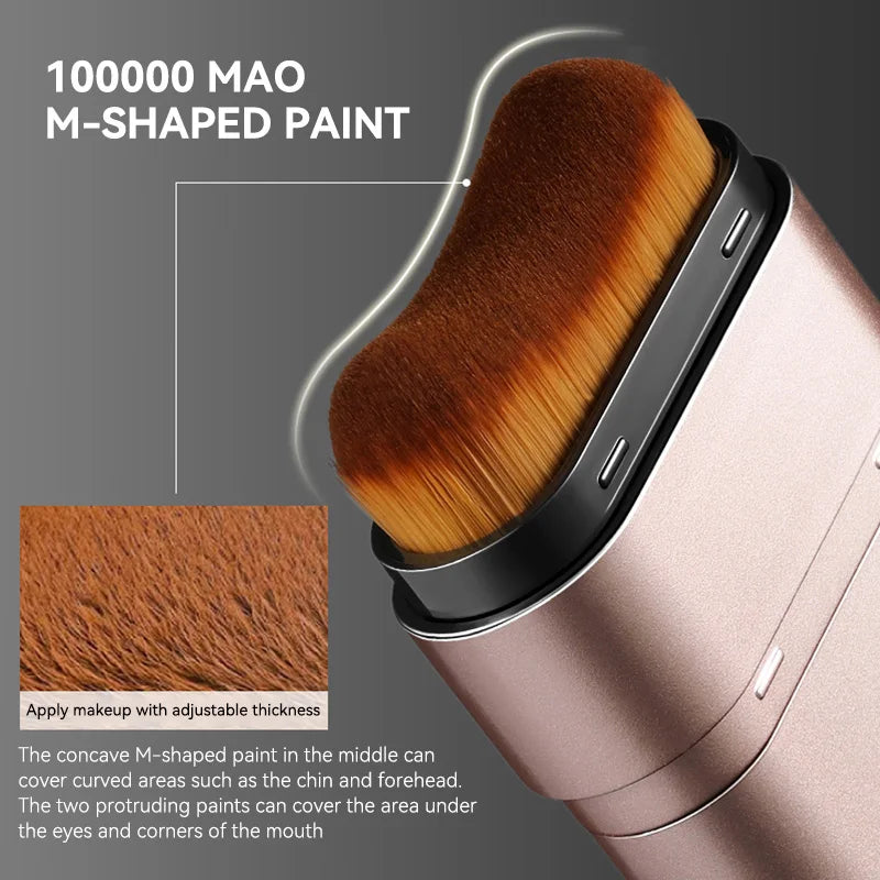 Base hidratante leve e úmida, aparência natural, hidratante, brilhante, fina e leve, base de maquiagem de duas cabeças que gira para fácil uso, com seu próprio pincel, à prova d'água, maquiagem fácil de aplicar e fácil ✨