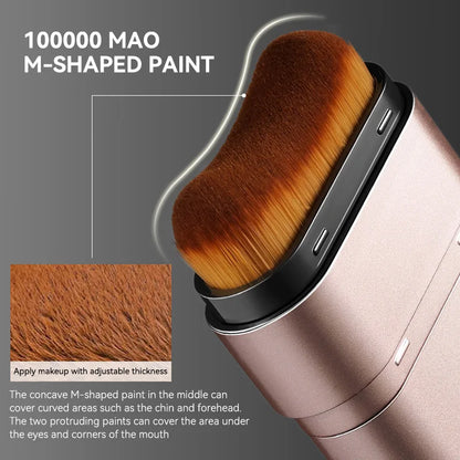 Base hidratante leve e úmida, aparência natural, hidratante, brilhante, fina e leve, base de maquiagem de duas cabeças que gira para fácil uso, com seu próprio pincel, à prova d'água, maquiagem fácil de aplicar e fácil ✨