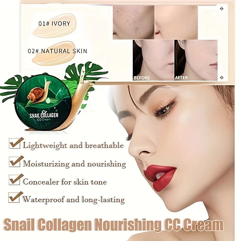 Caracol colágeno bb creme cogumelo cabeça almofada de ar cc creme corretivo rosto brilho hidratante fundação creme à prova dwaterproof água 💦 ✨🍄