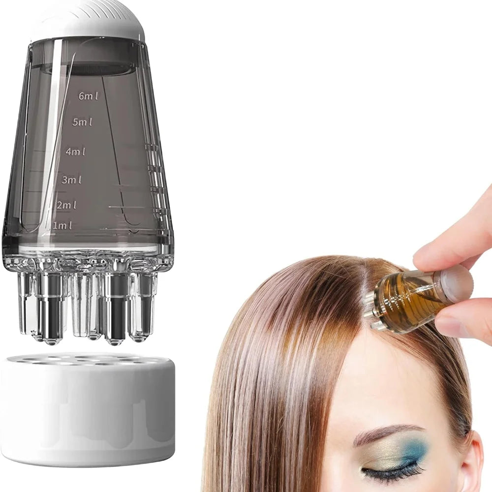 Mini massajador capilar com aplicador de 6ml para o couro cabeludo, escova com rolo para crescimento capilar, aplicador de óleo essencial e medicamento líquido, pente de massagem.