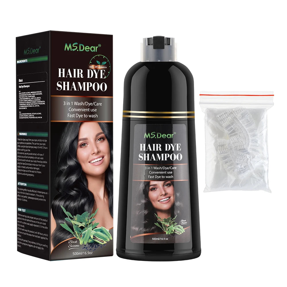 Shampoo tonalizante para cabelos grisalhos 3 em 1, tonalizante preto para cabelos femininos e masculinos, natural, à base de ervas, seguro e nutritivo para os cabelos