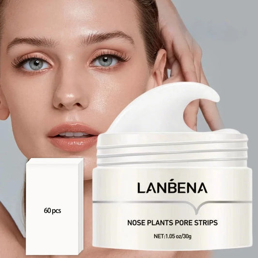 Lanbena removedor de cravo máscara descascável, extrato de aloe vera, tiras de poros de plantas, limpeza profunda, hidratação dos poros, máscara de lama encolhida✨