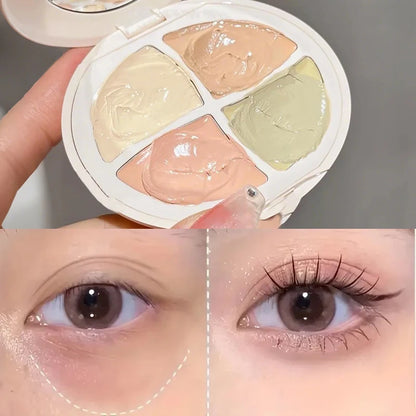 Paleta de corretivo à prova d'água 4 em 1, hidratante natural de longa duração, textura cremosa, cobre manchas/olheiras/acne ✨💎