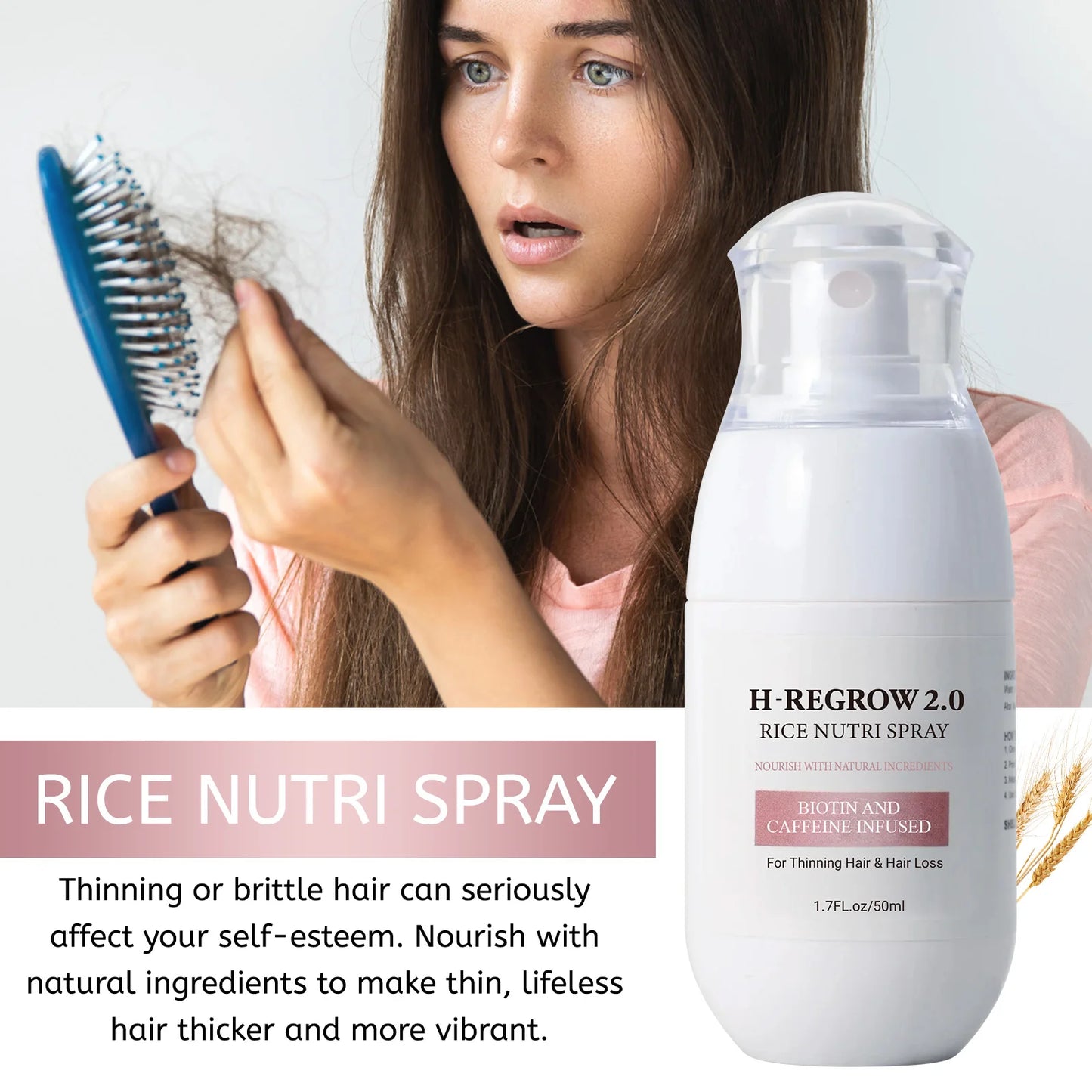 Spray de cabelo arroz água forte folículo capilar raiz grossa prevenção de perda nutritivo suavizar o cabelo ajudante spray de cuidados para desbaste de cabelo
✨