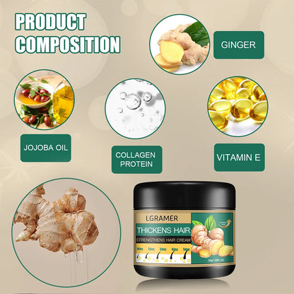 Creme de cabelo de gengibre, limpeza profunda, promove o crescimento do cabelo, aliviando a perda de cabelo, melhorando o couro cabeludo, estimula o cuidado de alisamento do folículo capilar ✨