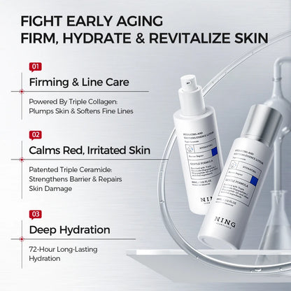 Toner Hidratante e Calmante, Loção e Creme com Ácido Hialurônico 8D e Ceramidas - Hidratante, Reparação de Barreira e Cuidados Reafirmantes