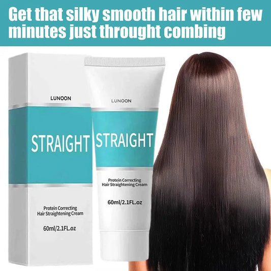 Creme alisador de cabelo com queratina 60ml, tratamento profissional danificado, alisamento mais rápido, cuidados com os cabelos cacheados, creme de correção de proteínas