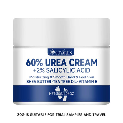 Creme de pés SUYARUN com 60% de ureia para calcanhares gretados e pele seca - Tratamento hidratante intensivo, removedor de calosidades, cuidado para os pés diabéticos.