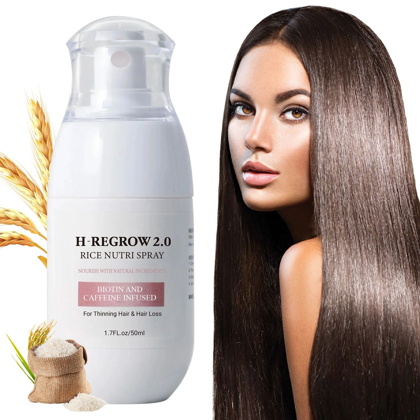 Spray de cabelo arroz água forte folículo capilar raiz grossa prevenção de perda nutritivo suavizar o cabelo ajudante spray de cuidados para desbaste de cabelo
✨