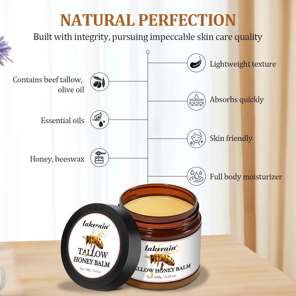 Bálsamo de mel de sebo específico para pele seca e coceira hidratante sebo de carne creme facial loção corporal creme facial cuidados✨🍯