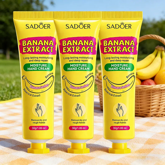 3/5 unidades de Creme para Mãos SADOER Banana Anti-Ressecamento Rachaduras Hidratante Iluminador Reparador para Cuidados com a Pele das Mãos