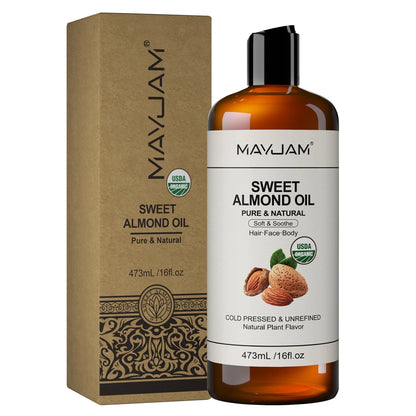 Óleo de coco orgânico USDA para pele, cabelo facial, amêndoa doce prensada a frio, argan marroquino, óleo de semente de girassol para massagem, hidratação