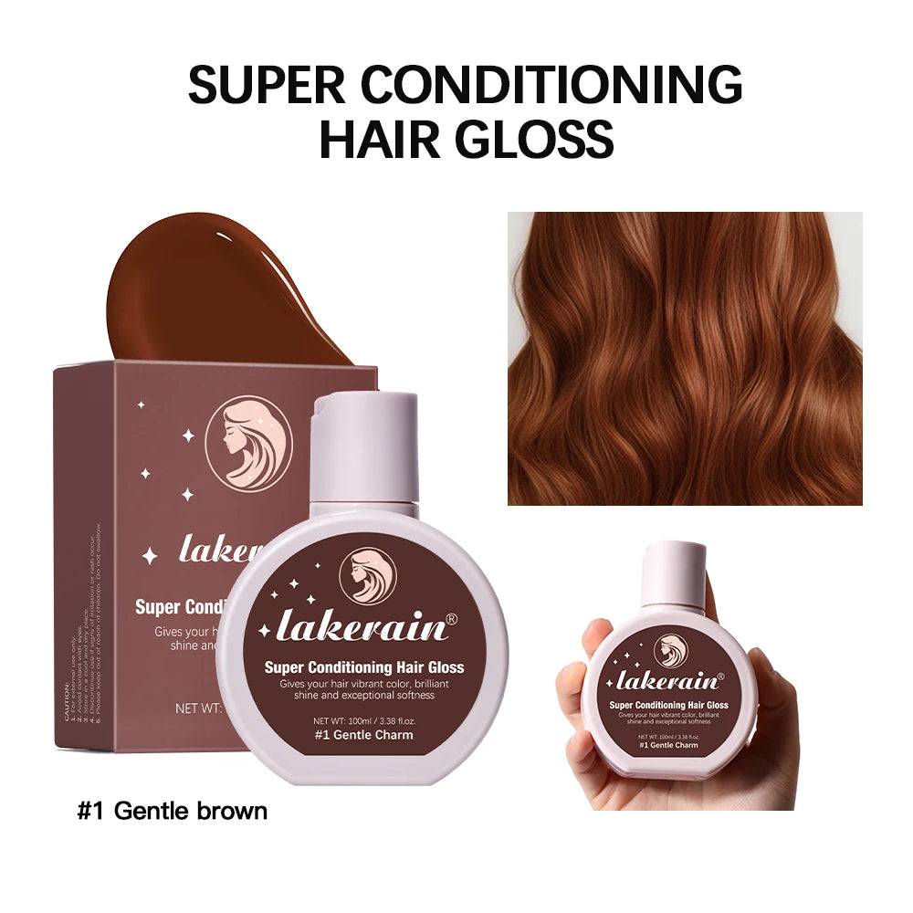 Esmalte de cabelo Super Gloss Color Conditioning Gloss Enxágue Brilho de cabelo semipermanente que melhora a cor Nutrir e reparar fácil ✨