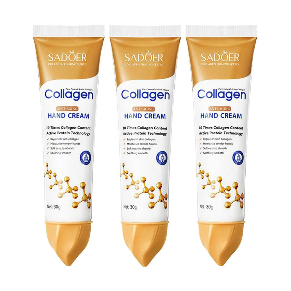 3pcs * 30g Colágeno Creme para as Mãos Suavizar a Pele Nutrir Hidratante Coreano Cuidados com a Pele Produtos de Reparação Rachada ✨