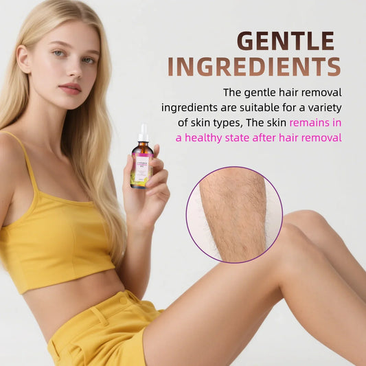 Óleo Depilatório 60ml Inibidor Natural de Pelos com Óleo de Jojoba e Amêndoa Fórmula Suave para Pele Macia e Todos os Tipos de Pele