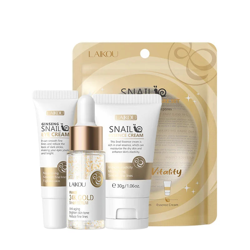 Laikou vitamina c conjuntos de cuidados com a pele 3 pçs creme facial soro creme para os olhos hidratante anti rugas kit de cuidados faciais ✨