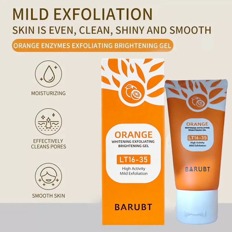 50g laranja esfoliante gel para o corpo facial suave laranja facial esfoliante corpo gel de limpeza removedor de pele morta esfrega limpeza da pele✨🧡
