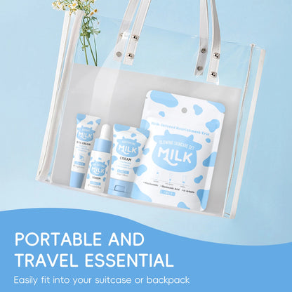 Kit Trio Iluminador LAIKOU Milk: Nutrição Profunda, Sérum Hidratante Não Oleoso para Cuidados com a Pele, Creme para Olhos e Hidratante - Conjunto para Presente