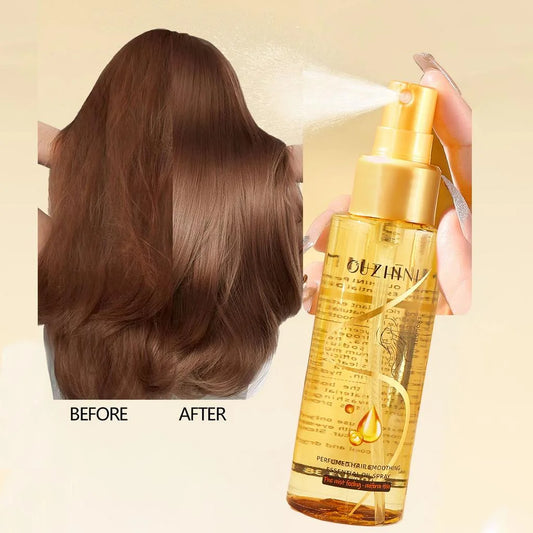 Um spray de óleo essencial para uma nutrição profunda do cabelo pode aumentar o brilho e melhorar a reparação e o equilíbrio dos fios danificados.